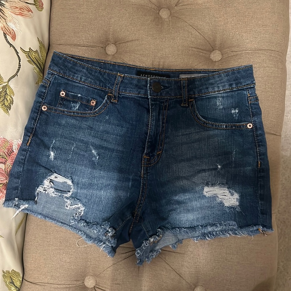 High Waisted Midi Denim Shorts